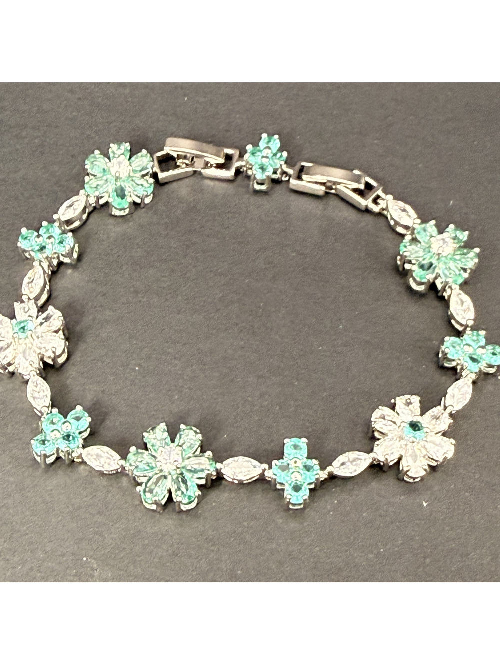 candy+clover Aqua Floral Crystal Bracelet